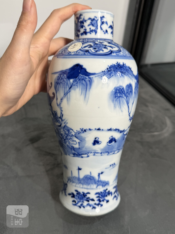 清晚期青花携琴访友梅瓶 - 图5
